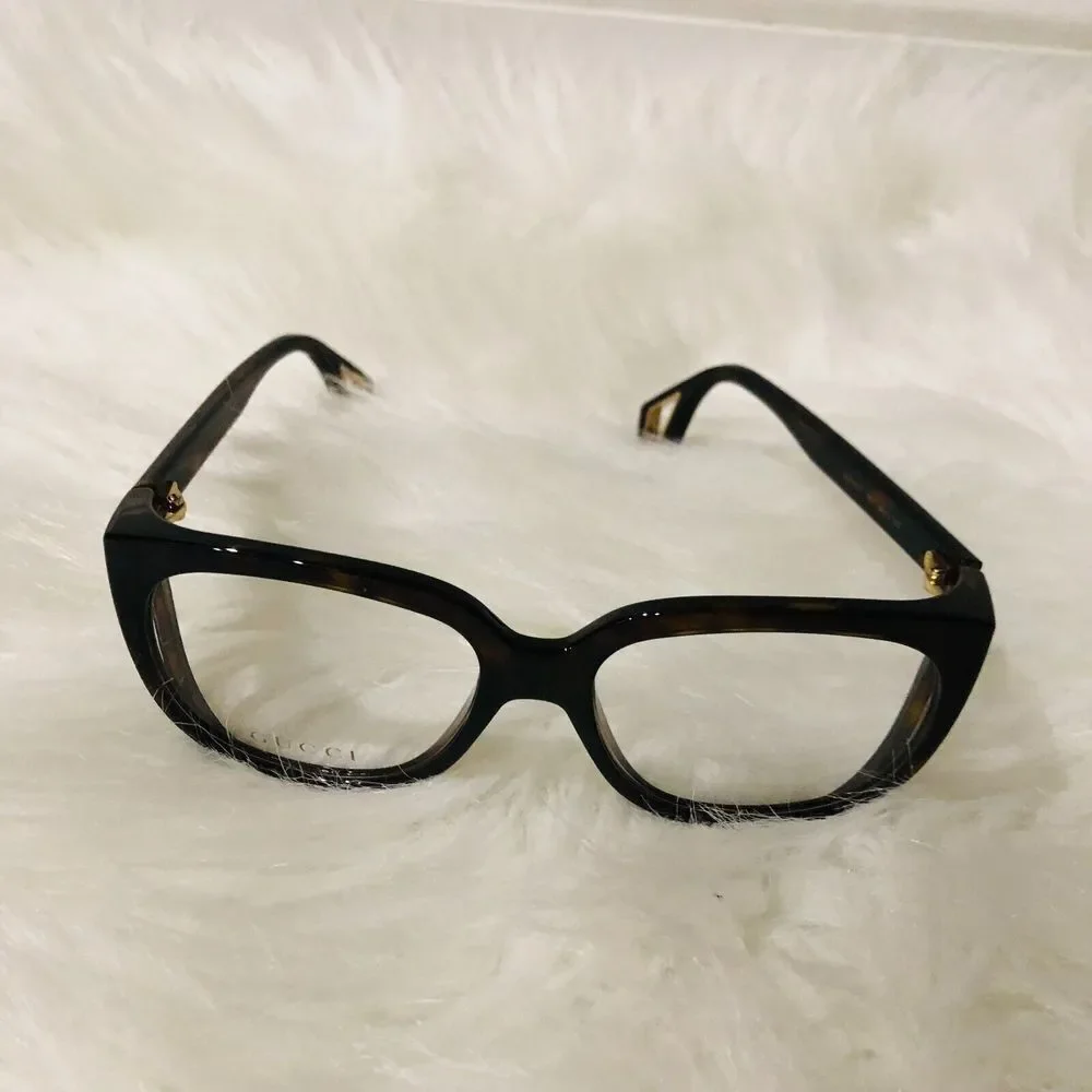 Gucci‎ Fashion Rectangle Optical Glasses Brown Black One Size
